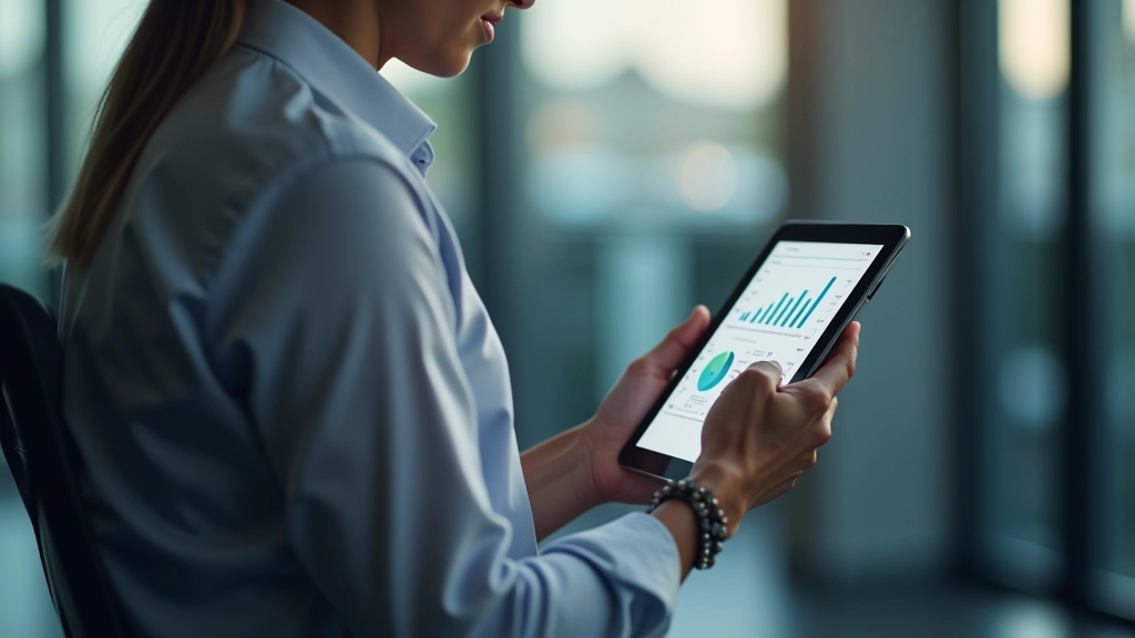 Digitale Transformation mit Tablet und Diagrammen zeigt automatisierte Geschäftsprozesse und Datenanalyse