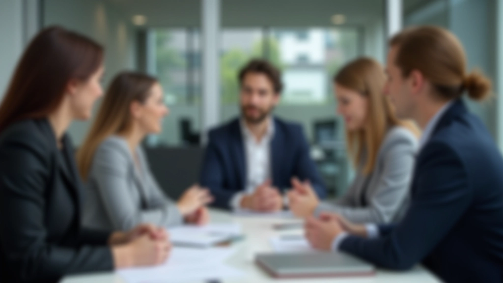 Geschäftsmänner und Geschäftsfrauen in moderner Büroumgebung diskutieren Geschäftsstrategien an einem Konferenztisch