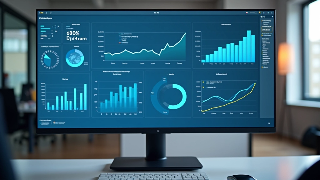 Statistik-Dashboard zeigt Geschäftsdaten und Grafiken auf einem modernen Monitor